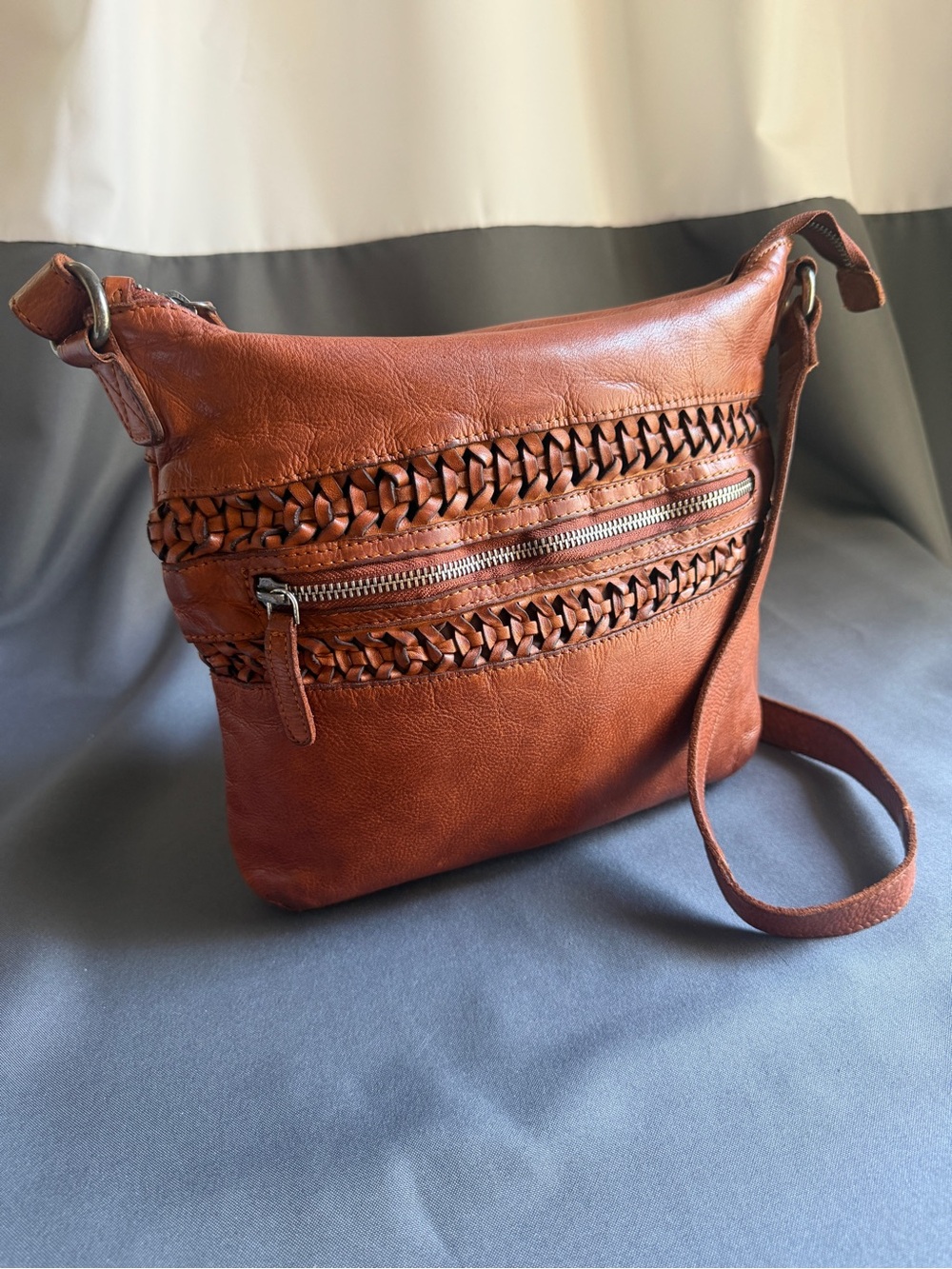 Buttery Leather Crossbody Bag – Woven Boho Style Valenca Holland